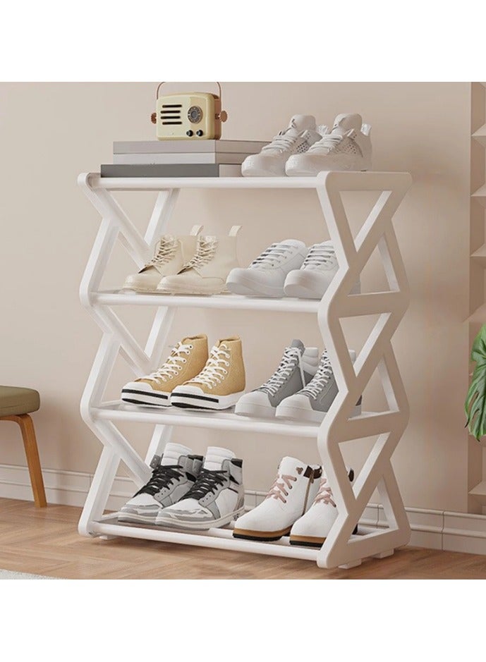 LINGWEI 4-Tier Shoe Rack | Sturdy Plastic Frame, Aluminum Pipe, & Cloth Shelf | Space-Saving Organizer for Entryway, Bedroom, or Closet  - Image 1