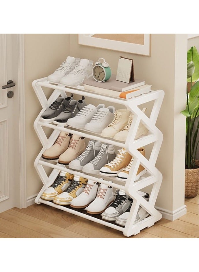 LINGWEI 4-Tier Shoe Rack | Sturdy Plastic Frame, Aluminum Pipe, & Cloth Shelf | Space-Saving Organizer for Entryway, Bedroom, or Closet  - Image 2