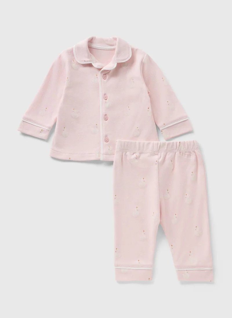 Matalan Baby Pink Button Pyjama Set