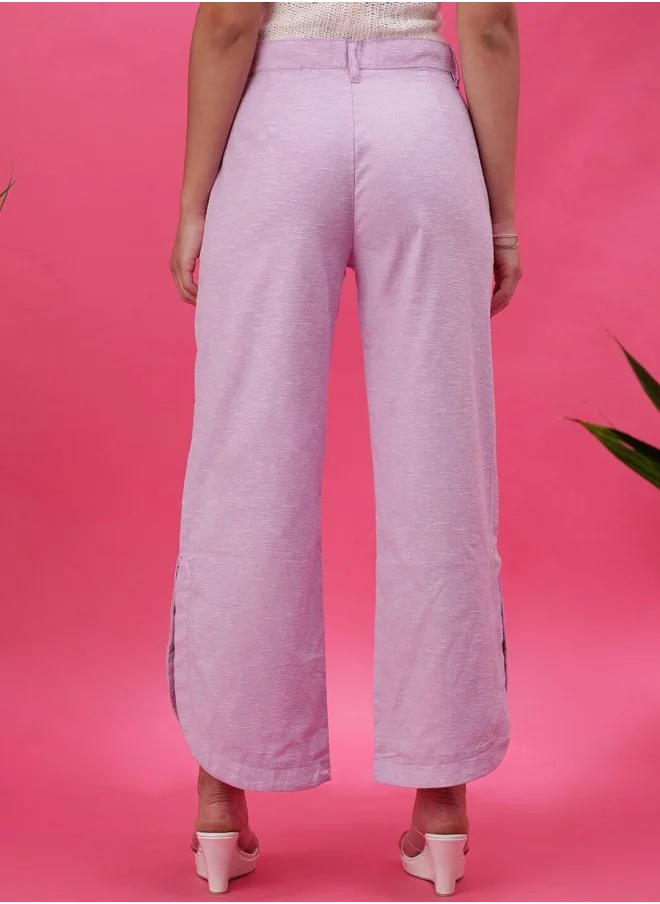 Freehand Women Flared Solid Mid-Rise High Waist Trousers