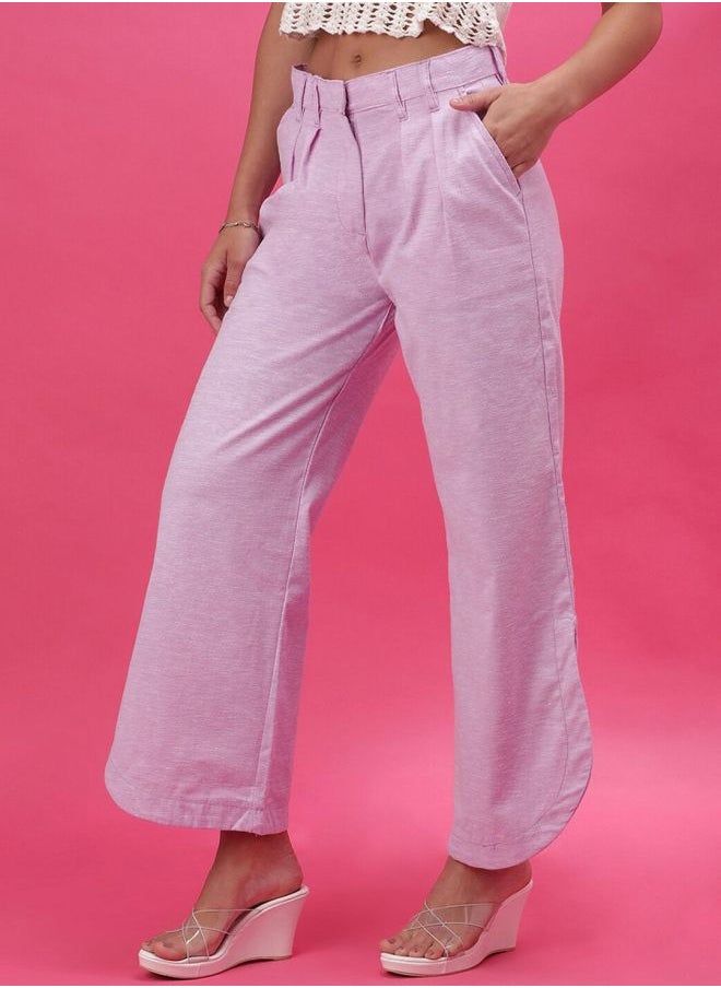 Freehand - Women Flared Solid Mid-Rise High Waist Trousers - Image 1