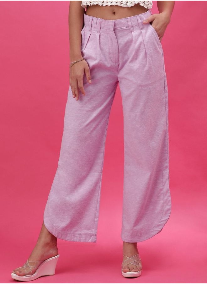 Freehand - Women Flared Solid Mid-Rise High Waist Trousers - Image 1