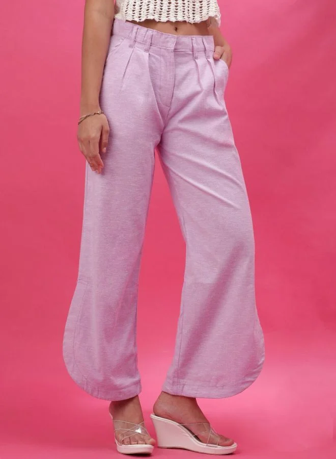 Freehand Women Flared Solid Mid-Rise High Waist Trousers