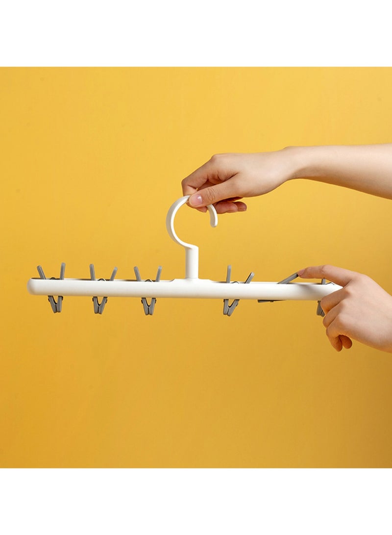 Fashionable And Simple Macaron Color Matching Clothes Hanger With Clips, High-Load-Bearing Multifunctional Clothes Hanger For Drying Socks, Easy To Store Anti-Entanglement Clothespins, Strong Pants Clips (White And Orange) - Image 2