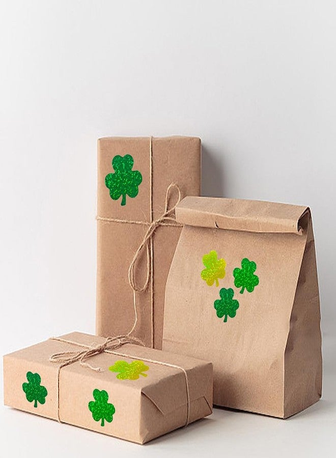 RUPOFUZA 500Pcs St. Patrick's Day Stickers Roll 1in Laser Shamrock Clover Stickers 3 Colors Holographic Self-Adhesive Waterproof Sticker Decor for Irish Holiday Party Scrapbook Journal Envelopes Decorations - Image 4