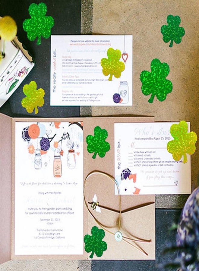 RUPOFUZA 500Pcs St. Patrick's Day Stickers Roll 1in Laser Shamrock Clover Stickers 3 Colors Holographic Self-Adhesive Waterproof Sticker Decor for Irish Holiday Party Scrapbook Journal Envelopes Decorations - Image 2