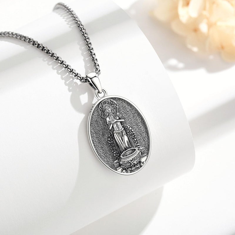 EUDORA Sterling Silver S925 Celtic Brigid Goddess Necklace for Women, Vintage ST Brigids Cross Saint Brigid of Kildare Necklaces Pendant Oxidized Jewelry Gift for Women, 20"+2" - Image 2