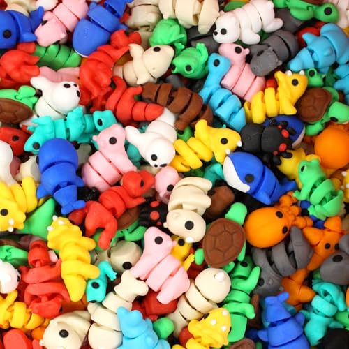 PowerTRC 35 Pcs 3D Printed Animals Set, 2 inches Mini 3D Printed Animals, Cute Pocket Pets Animal Figurine Toys, Articulated Flexible Fidget Toy for Desk Decoration, Goody Bag Stuffers - Image 3