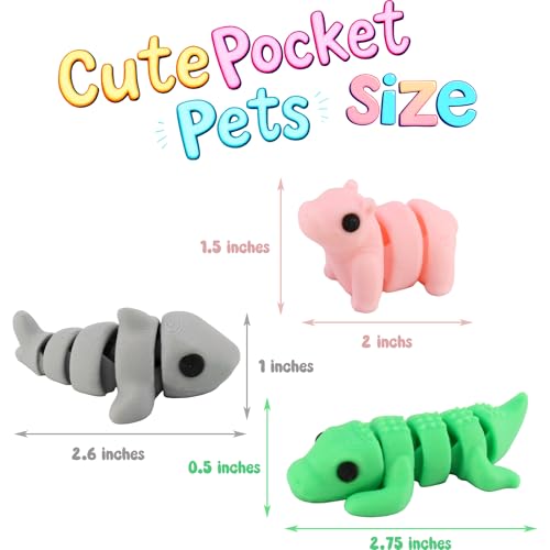 PowerTRC 35 Pcs 3D Printed Animals Set, 2 inches Mini 3D Printed Animals, Cute Pocket Pets Animal Figurine Toys, Articulated Flexible Fidget Toy for Desk Decoration, Goody Bag Stuffers - Image 5