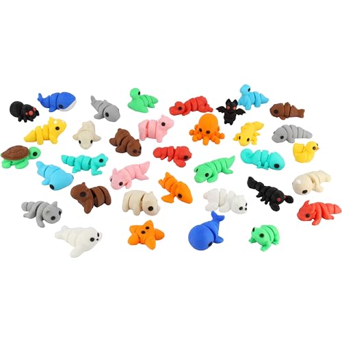 PowerTRC 35 Pcs 3D Printed Animals Set, 2 inches Mini 3D Printed Animals, Cute Pocket Pets Animal Figurine Toys, Articulated Flexible Fidget Toy for Desk Decoration, Goody Bag Stuffers - Image 2