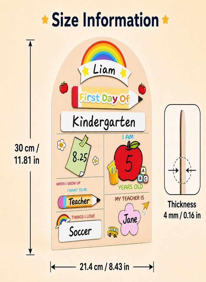 Auch First Day of School Sign, Reusable Interchangeable Chalkboard, Back to School Photo Prop with Marker, Wooden Board for Preschool, Pre-K & Kindergarten (8.4"x11.8") (Multicolor) - Image 4