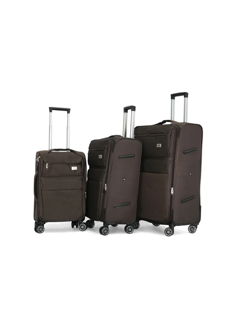 جيوردانو Giordano Trolley Bags 3 PCS Set Softside Spinners,Coffee