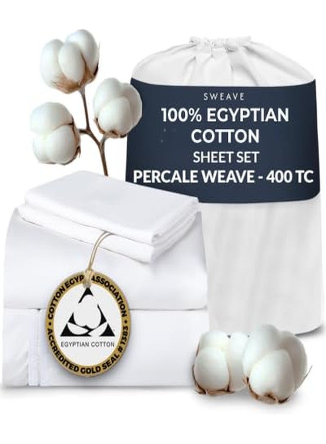 Sweave 100% Egyptian Cotton Percale Sheets Queen Size - Genuine Luxurious 400 Thread Count - Naturally Crisp, Breathable, Skin-Friendly & Cooling - Softer After Each Wash - Oeko-TEX - Image 1
