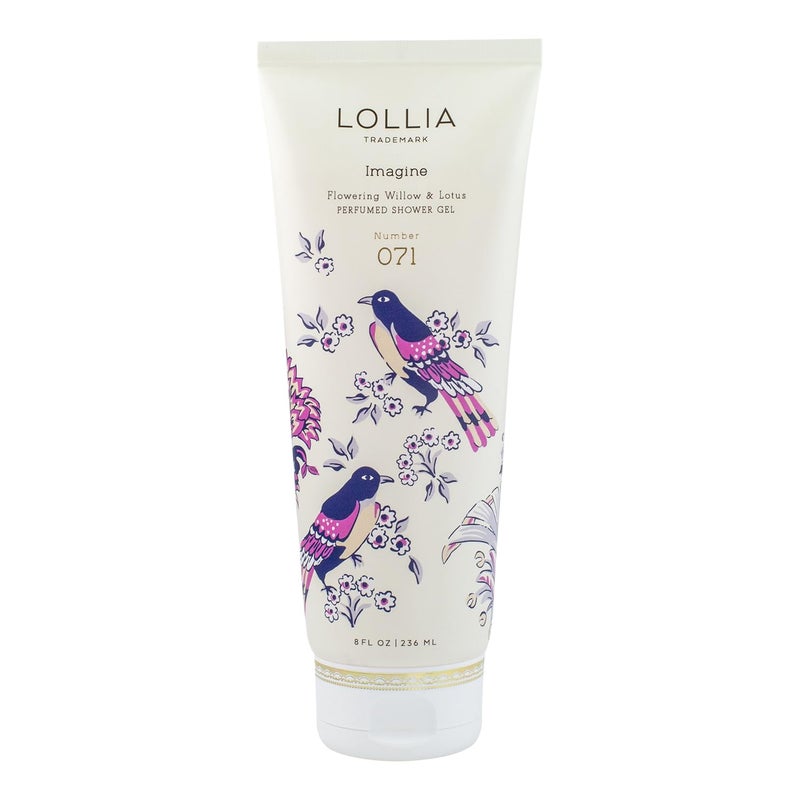 LOLLIA Imagine Shower Gel, 8 fl. oz. â€“ Flowering Willow & Lotus â€“ Scented Shower Gel Body Wash, Shea Butter Body Wash, Bath Wash for Women - Image 1