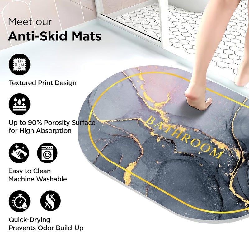UMAI Polyester Rubber Bathroom Mat (40 * 60cm) Bath Mat | Anti Skid Mat for Bathroom Floor | Bathroom Accessories | Bathroom Mats Water Soak | Non Slip Mat for Bathroom | Floor Mat-Grey - Image 4