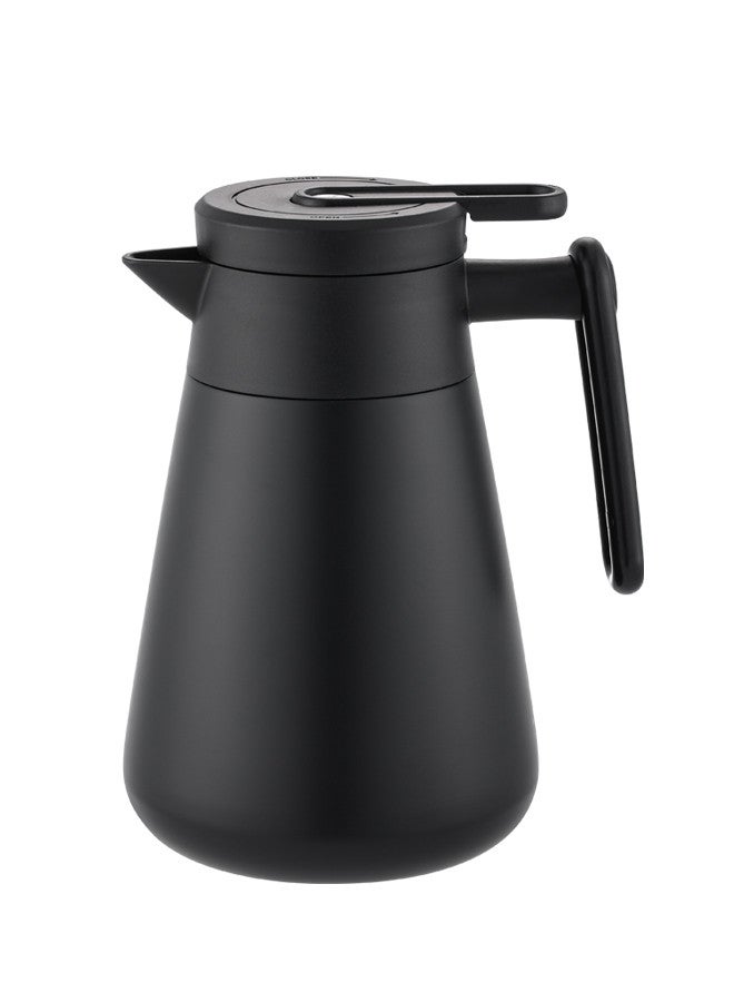 تراست ترمس شاي/قهوة من الستانلس ستيل المقاوم للصدأ سعة 0.75 لتر أسود، ستانلس ستيل 18-8 - Image 1