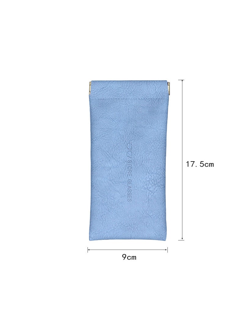 Unisex Leather Glasses Case Light Blue