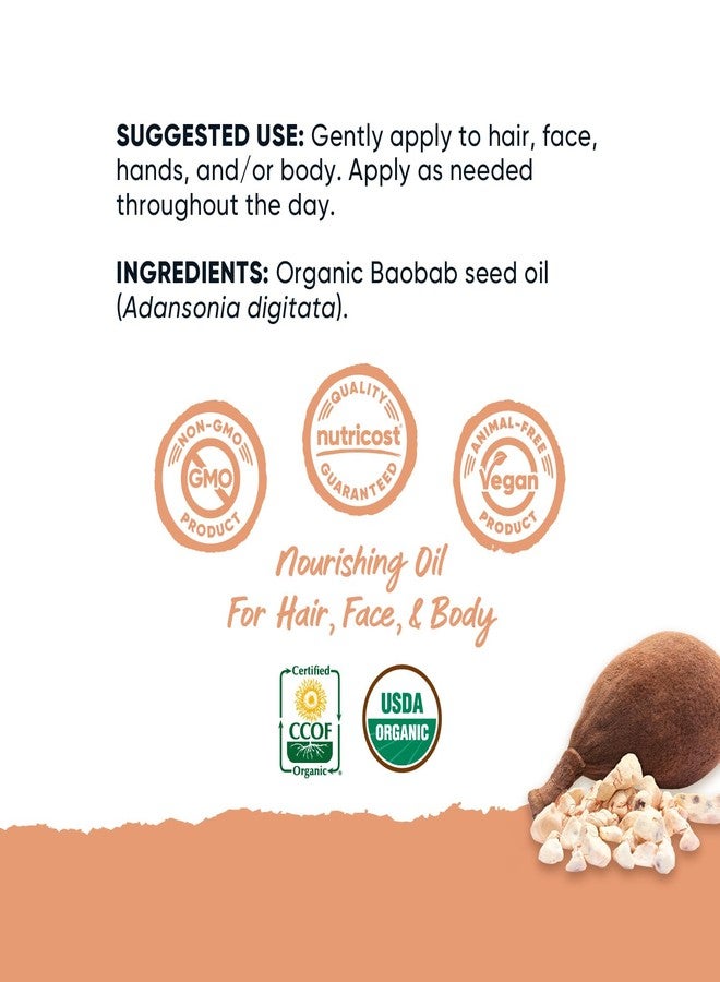 Nutricost Organic Baobab Oil (4 FL OZ) - Nourishing Oil For Hair, Face, & Body, Cold Pressed & Unrefined - Image 2