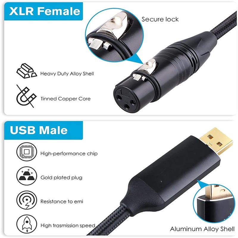 USB To 3 Pin Female Microphone Cable 8m For Dynamic Condenser Mics And PC Plug - Image 5