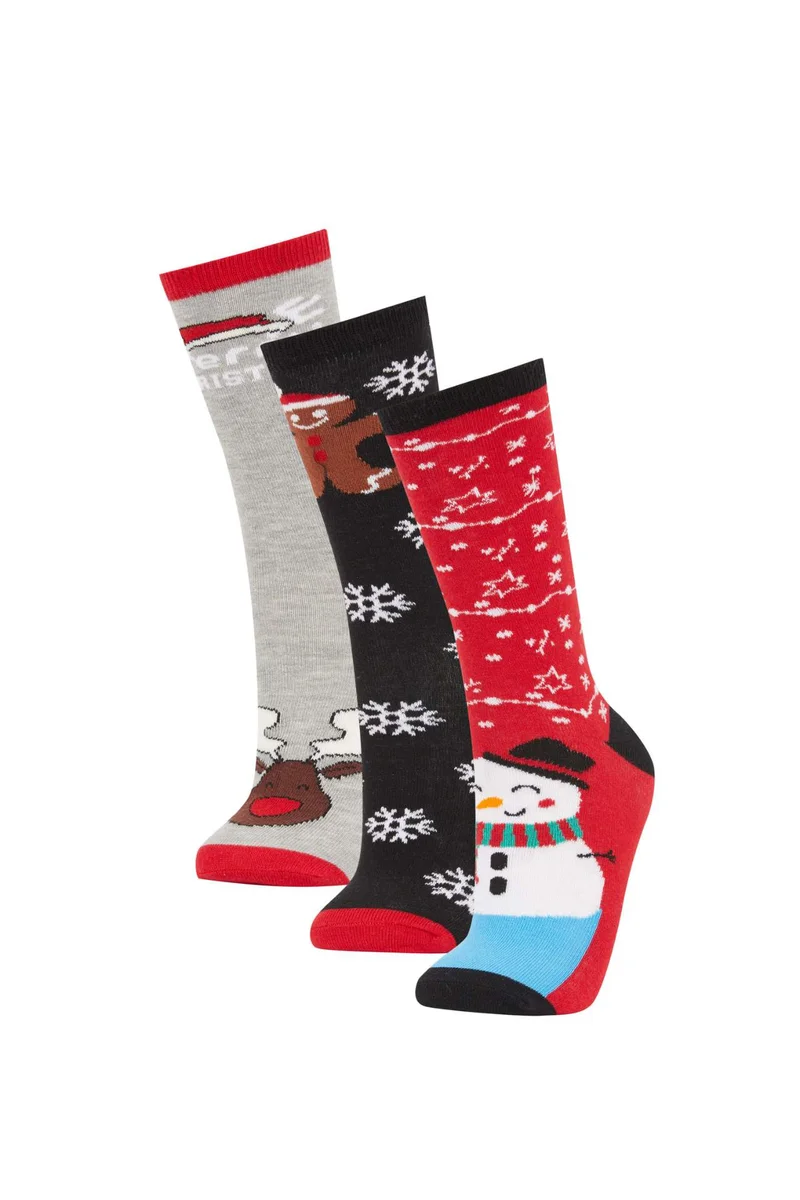 ديفاكتو Women Christmas Themed Cotton 3 Piece Long Socks