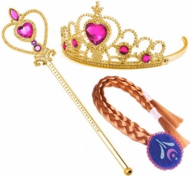 Frozen Elsa & Anna Cosplay Accessory Set - Tiara, Wig, Magic Wand & Gloves - Image 2