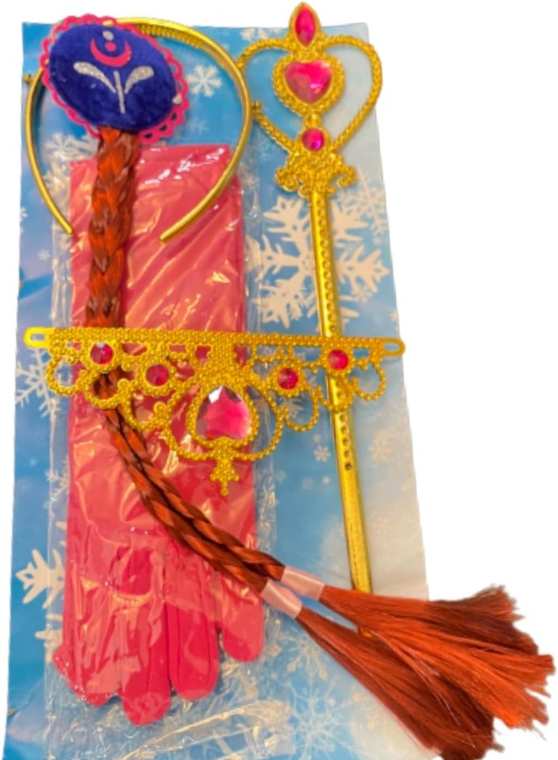 Frozen Elsa & Anna Cosplay Accessory Set - Tiara, Wig, Magic Wand & Gloves - Image 5