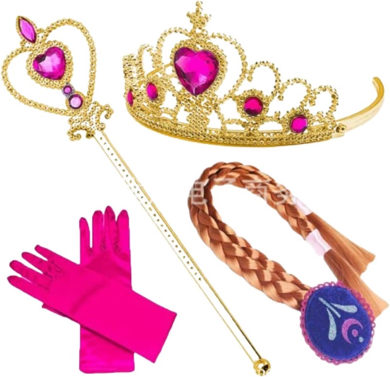 Frozen Elsa & Anna Cosplay Accessory Set - Tiara, Wig, Magic Wand & Gloves - Image 1