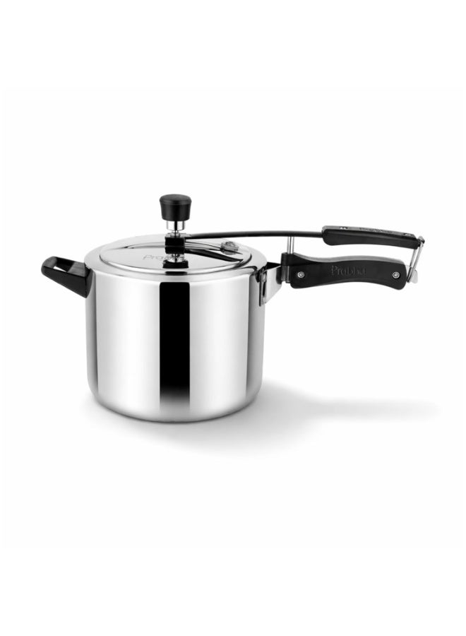 Prabha Stainless Steel Pressure Cooker Inner Lid 5 Litre | Tri-Ply Prochef Non Toxic Cookers | Kitchen Cookware Pots & Pans | ISI Certified Fast & Safe Healthy Cooking | Gas & Induction - Image 1