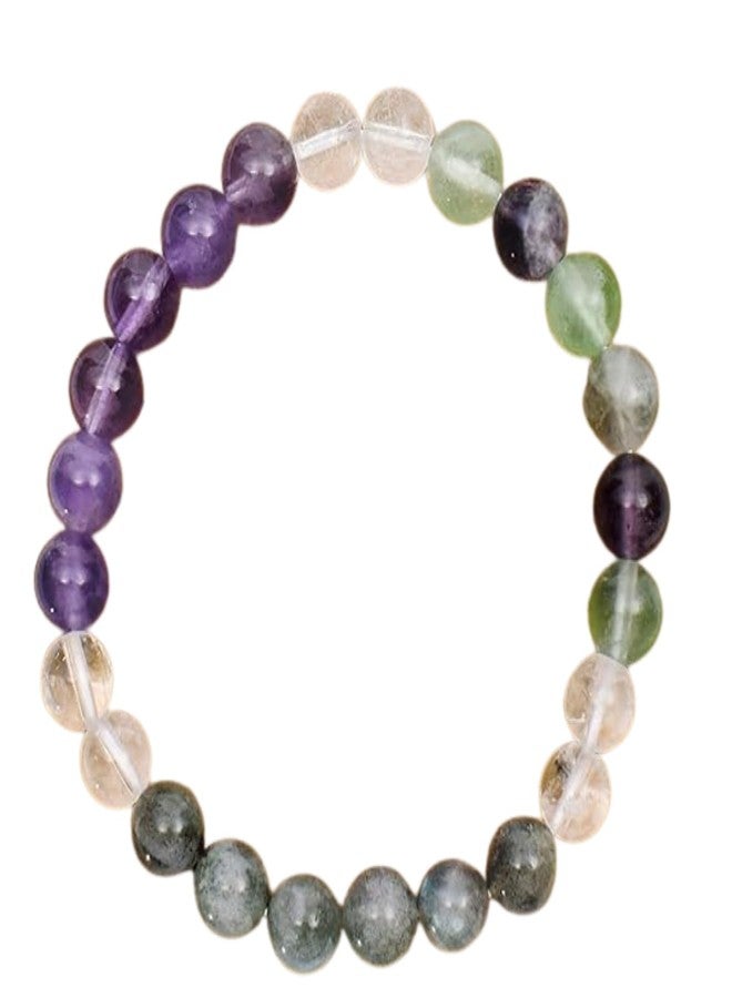 Sukhad 7 Chakra Healing Crystal Bracelet for Men & Women | Natural Amethyst Green Aventurine Quartz Beaded Bracelet | Stretchable Energy Balance Gemstone Bracelet - Image 1