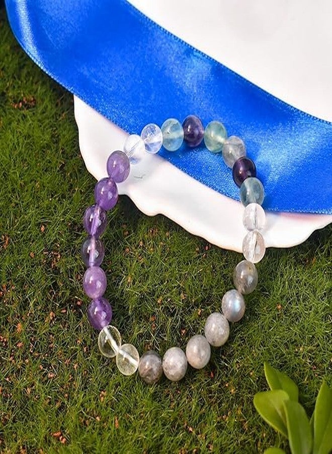 Sukhad 7 Chakra Healing Crystal Bracelet for Men & Women | Natural Amethyst Green Aventurine Quartz Beaded Bracelet | Stretchable Energy Balance Gemstone Bracelet - Image 4