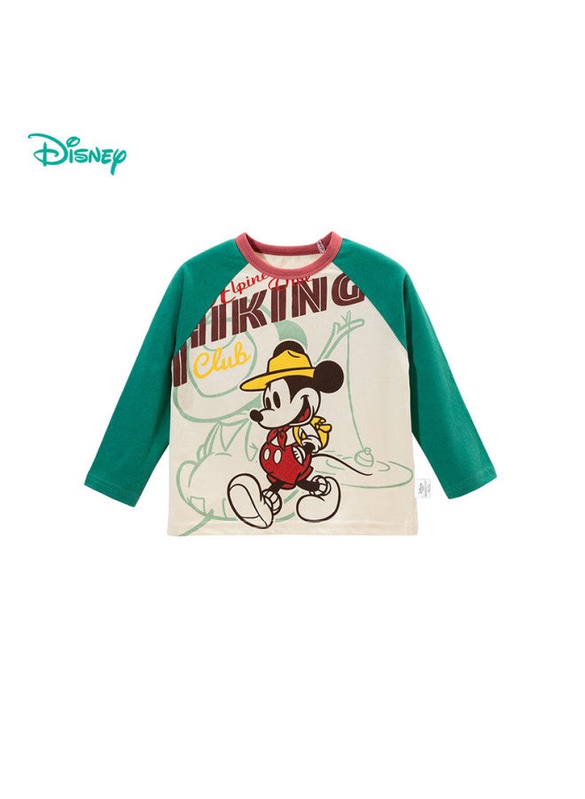 Disney Spring And Autumn Kids Mickey Cartoon Fashion Casual Comfortable Breathable Versatile Cotton Long Sleeve T-shirt Green 130 - Image 3