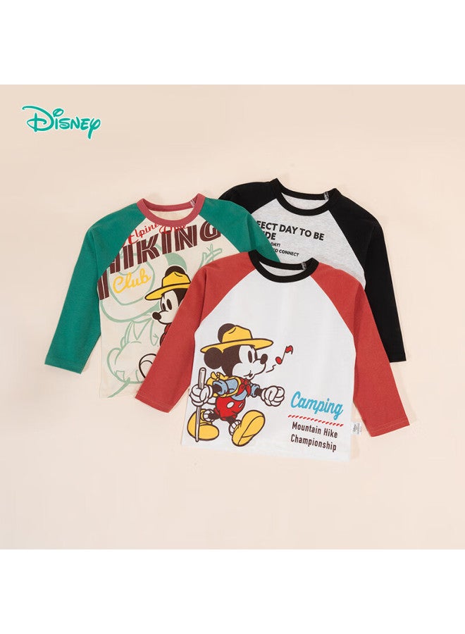 Disney Spring And Autumn Kids Mickey Cartoon Fashion Casual Comfortable Breathable Versatile Cotton Long Sleeve T-shirt Green 130 - Image 2