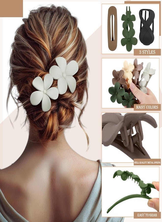 ProSuites 12 Pcs Flat Hair Clips for Women, French Concord Flat Claw Clips for Women, 3 Styles Matte Hair Clips for Thin Thick Hair - Image 4