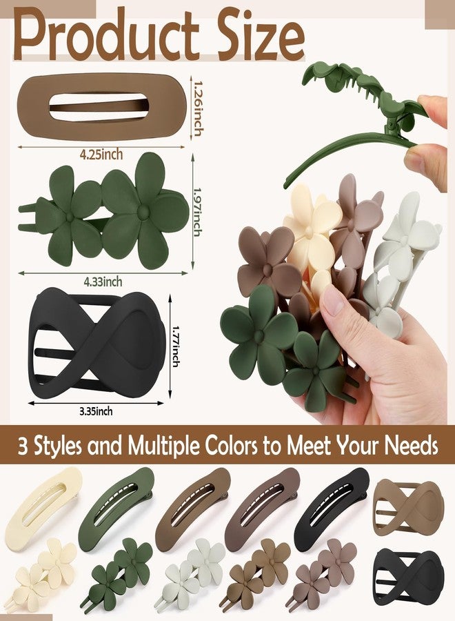 ProSuites 12 Pcs Flat Hair Clips for Women, French Concord Flat Claw Clips for Women, 3 Styles Matte Hair Clips for Thin Thick Hair - Image 2