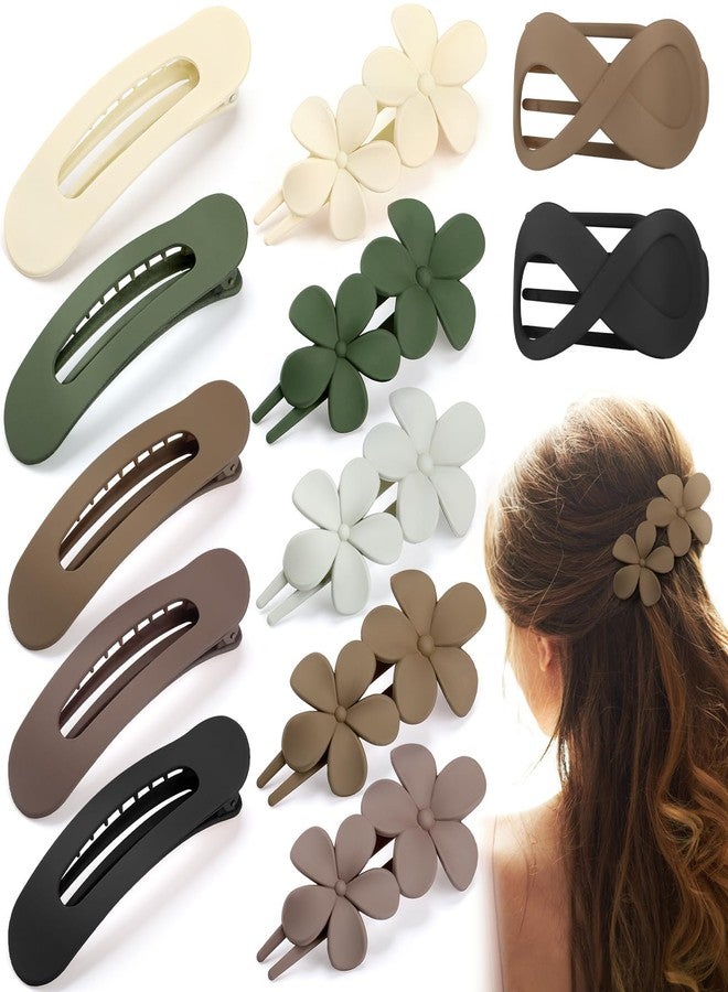 ProSuites 12 Pcs Flat Hair Clips for Women, French Concord Flat Claw Clips for Women, 3 Styles Matte Hair Clips for Thin Thick Hair - Image 1