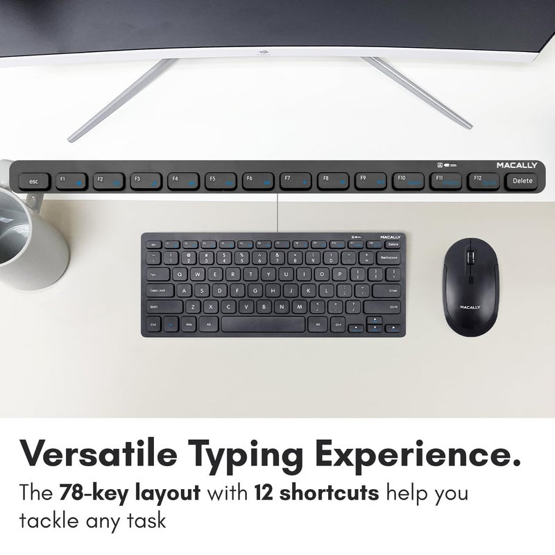 Macally Small Wireless Keyboard and Mouse Combo - Quiet Productivity Duo - 2.4G Wireless Keyboard Mouse for PC - 78 Key Mini Keyboard and Mouse with Slim Body, Click Buttons, and 3 DPI Modes - Image 4