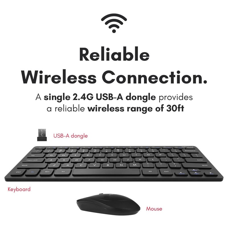 Macally Small Wireless Keyboard and Mouse Combo - Quiet Productivity Duo - 2.4G Wireless Keyboard Mouse for PC - 78 Key Mini Keyboard and Mouse with Slim Body, Click Buttons, and 3 DPI Modes - Image 3