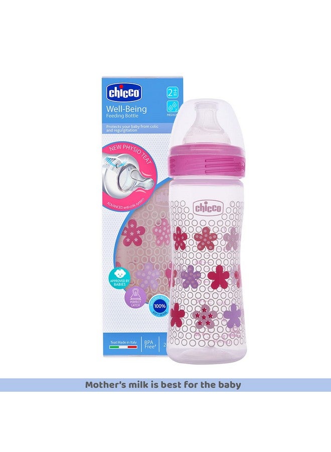 Chicco Well Being 250 Ml Feeding Bottle Advanced Anti Colic System Bpa Free Hygienic Silicone Teat (Pink) - Image 3