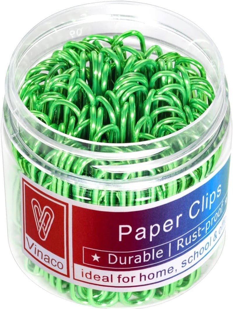Vinaco Green Jumbo Paper Clips, 100 Pack, 2 Inch (50 mm), Durable & Rust Resistant, Great for Office, School and Personal Use - Image 1