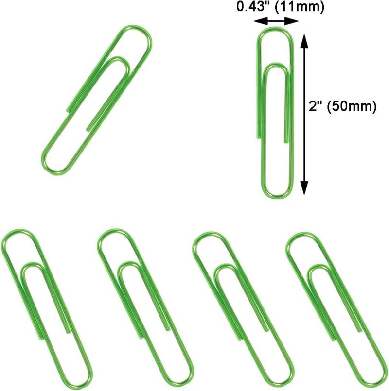 Vinaco Green Jumbo Paper Clips, 100 Pack, 2 Inch (50 mm), Durable & Rust Resistant, Great for Office, School and Personal Use - Image 2