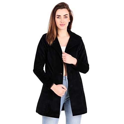 MUTEME Long Black Velvet Jacket For Women-M - Image 1