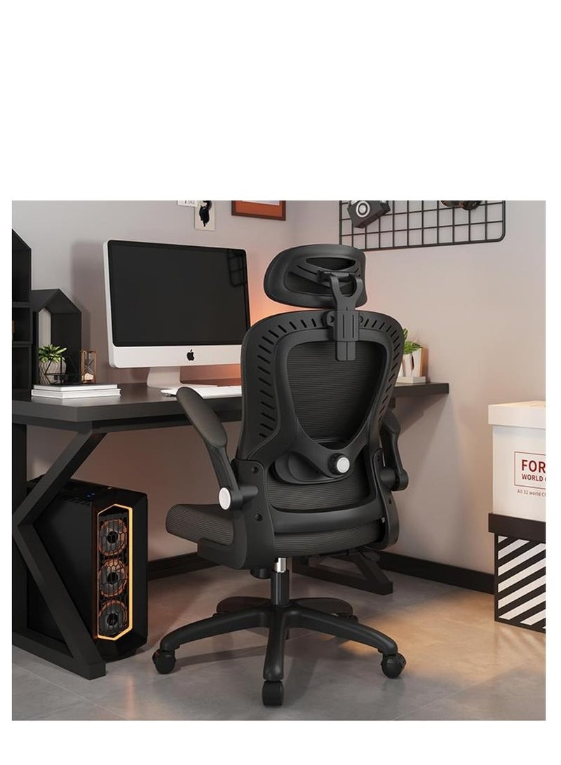 Golden Ergonomic Office Chair, Mesh Office Chair with 3D Headrest, High Back Office Chair with Coat Hanger, Tilt Function, Lumbar Support Office Chair for Home Office (Black) - Image 1