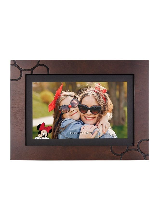Disney Classic Mickey Mouse PhotoShare 10” Smart Digital Photo Frame, Send Pics from Phone to Frames, Wi-Fi, 8 GB, Holds 5,000+ Pics, HD Touchscreen, Premium Espresso Engraved Wood - Image 1