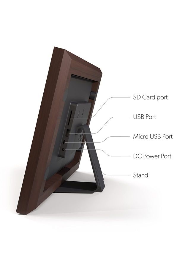 Disney Classic Mickey Mouse PhotoShare 10” Smart Digital Photo Frame, Send Pics from Phone to Frames, Wi-Fi, 8 GB, Holds 5,000+ Pics, HD Touchscreen, Premium Espresso Engraved Wood - Image 2