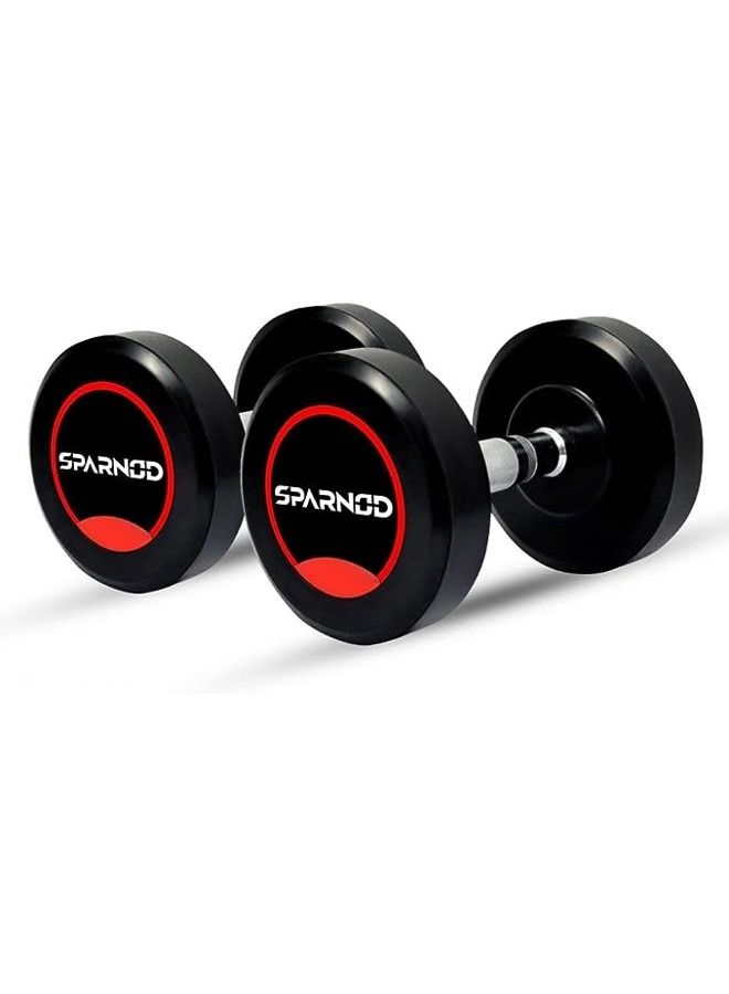SDR-17.5_Pair Sparnod Fitness Round Rubber Coated Dumbbells With Metal Handle For Strength Training And Body Workout 35 Kg