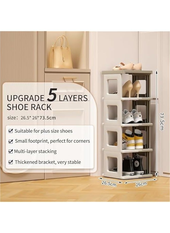 TRASSLE Collapsible Shoe Rack - 5/7 Tier Shoe Storage and Organisation for Entryway, Assembly-free Shoe Shelf, Space-Saving Shoe Stand, Small Shoe Cabinet for Closet Hallway Dorm (5-Tier)  - Image 3