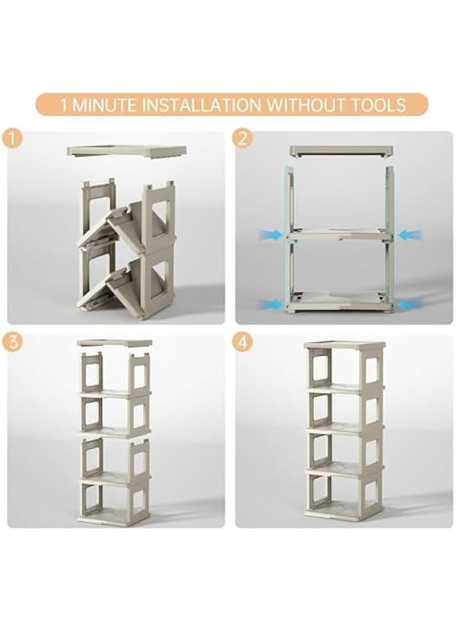 TRASSLE Collapsible Shoe Rack - 5/7 Tier Shoe Storage and Organisation for Entryway, Assembly-free Shoe Shelf, Space-Saving Shoe Stand, Small Shoe Cabinet for Closet Hallway Dorm (5-Tier)  - Image 4