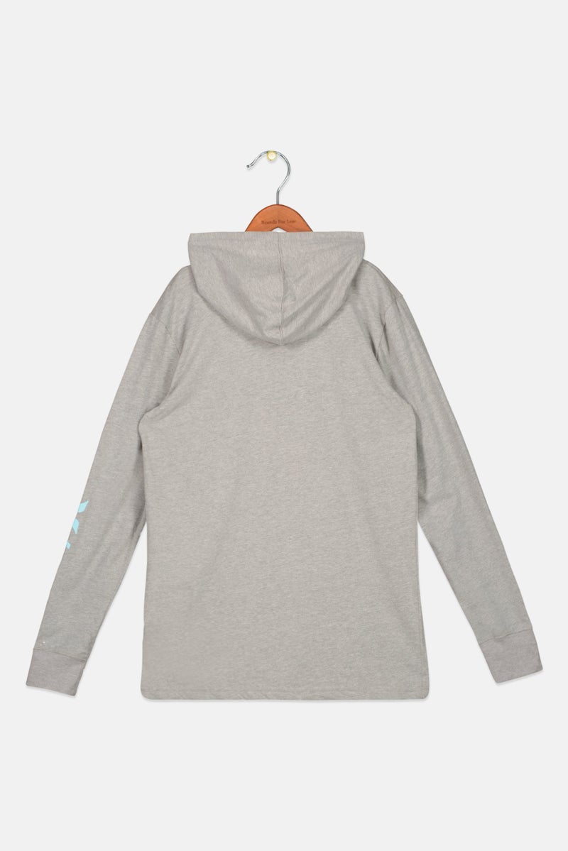 Hurley Kids Boy Hooded Long Sleeves Brand Logo Sweatshirt, Grey - Image 2