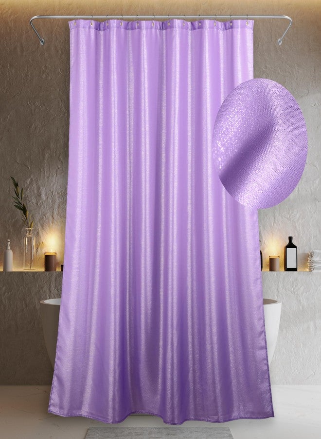 Popkozzi Lavender Glitter Shower Curtain: Light Purple Sparkle Bling Shiny Fabric Shower Curtains for Bathroom - Waterproof Washable Luxury Elegant Fancy Glam Metallic Shimmer Satin Bath Curtain - 72x72 - Image 1
