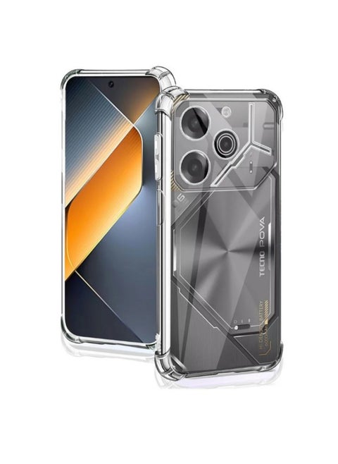 Reinforced Corners Soft TPU Shockproof Case for TECNO Pova 6 pro case  (Clear)
